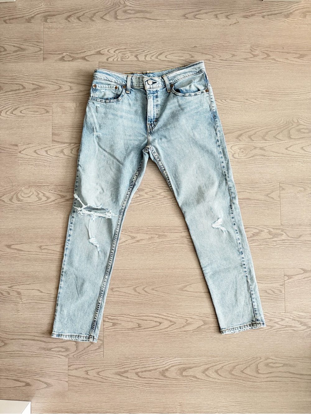 Light Blue Distressed Levi 512 Jeans